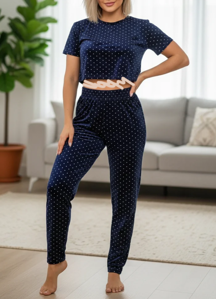 شلوار مخمل خال ریز زنانه مارک GVG فری سایز 38-46 | شلوار راحتی مخمل در 6 رنگ زیبا