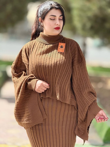 ست شنل و سرافون بافت لش سفت | 6 رنگ | Free Size 40-52 | ترندی استایل