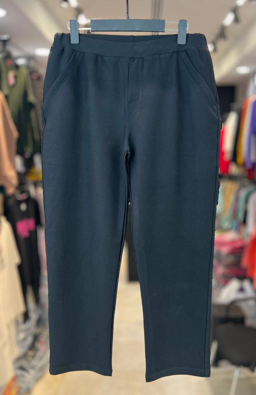 شلوار  اسلش  سایز بزرگ سورن گرم بالا جیب آمریکایی - سایز 40 تا 50 - رنگ مشکی - دورس ضخیم