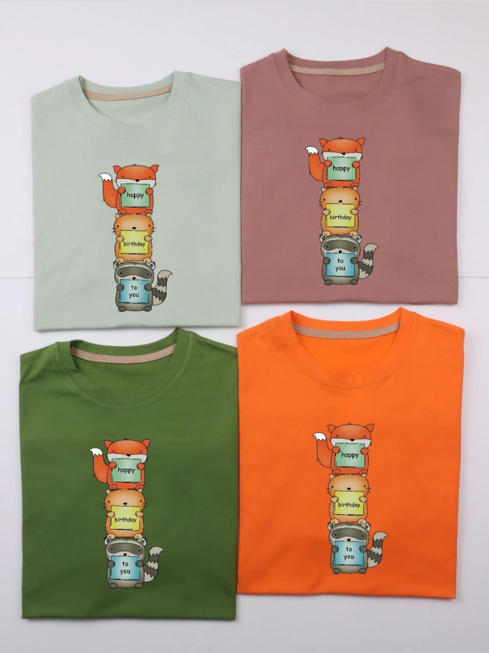 تیشرت باکسی طرح حیوانات کارتونی تولد | پنبه سوپر | ۸ رنگ | سایز ۳۶-۴۸