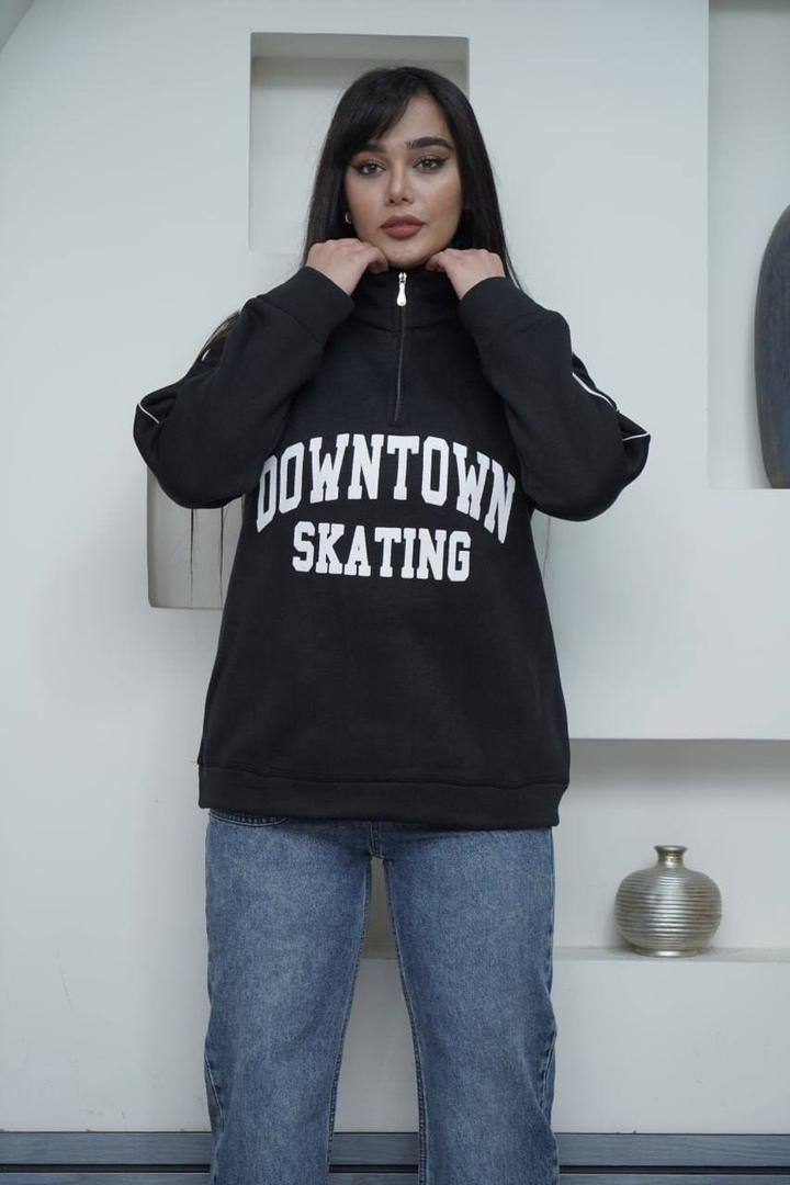 هودی نیم‌زیپ زنانه دورس پنبه توکرکی  down town skating – مدل گرم و راحت پاییزی با رنگ‌بندی متنوع