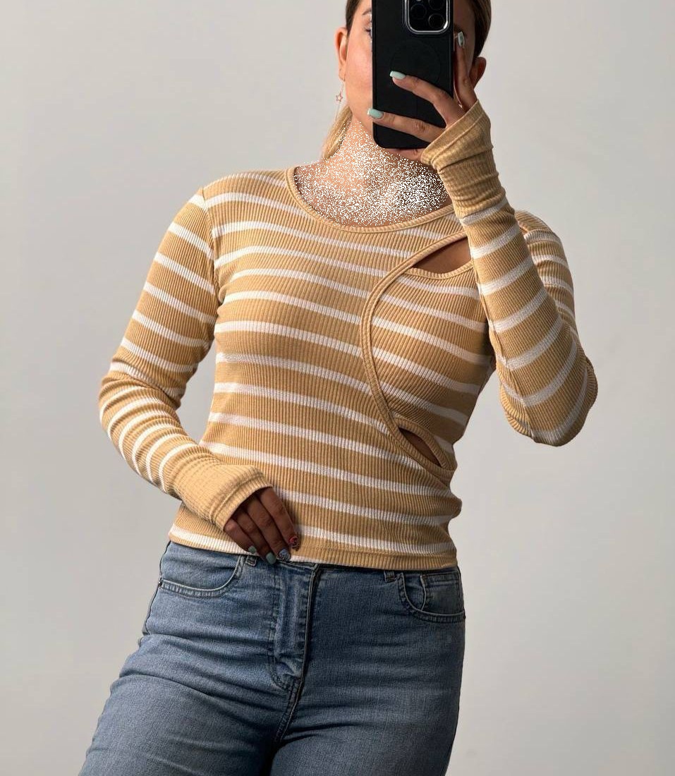 کراپ تیشرت راه راه دخترانه مچ فینگر