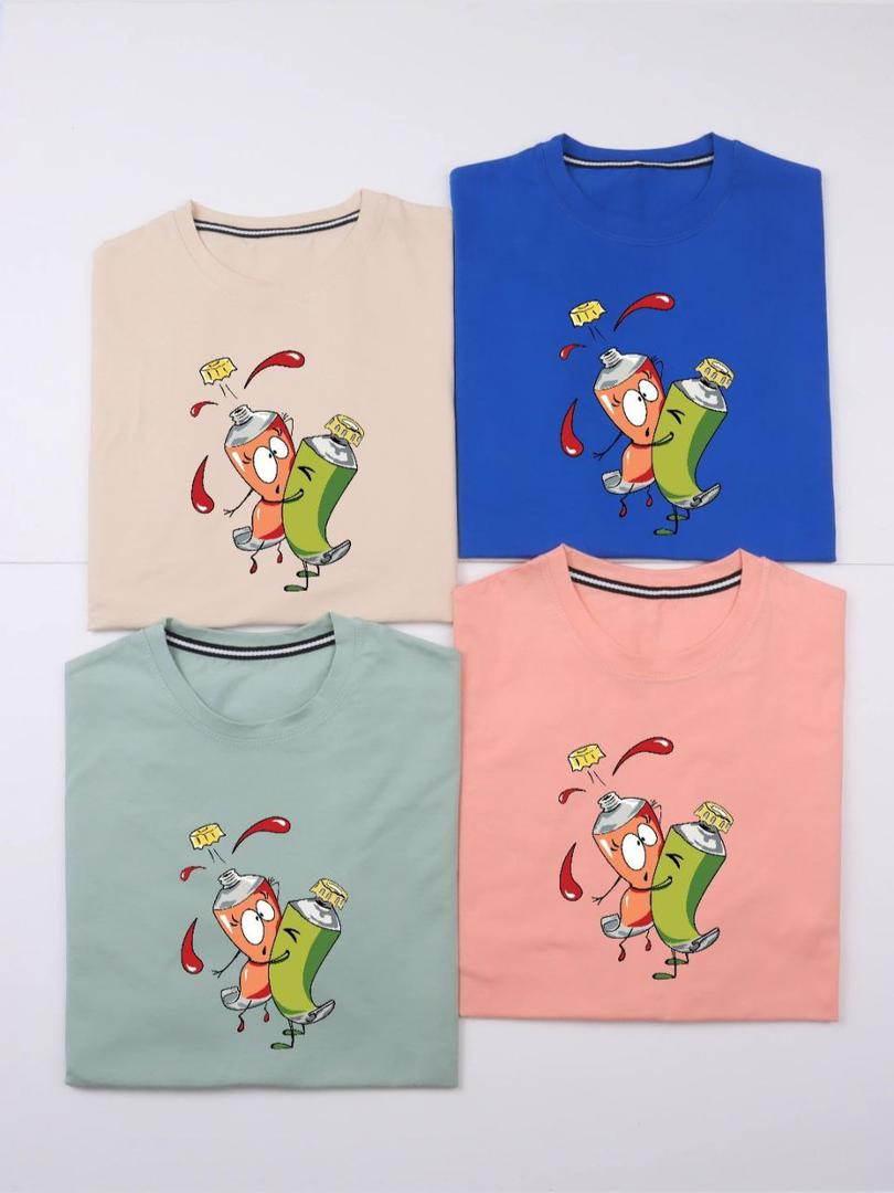 تیشرت لانگ زنانه طرح کارتونی | پنبه سوپر | سایز فری 36-48 | 8 رنگ