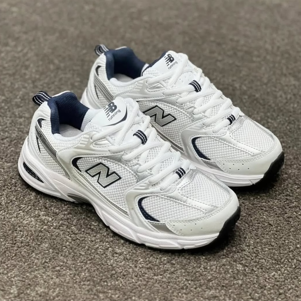 کتونی نیوبالانس 530 سفید سرمه ای اصل  اورجینال ویتنام درجه یک با گارانتی