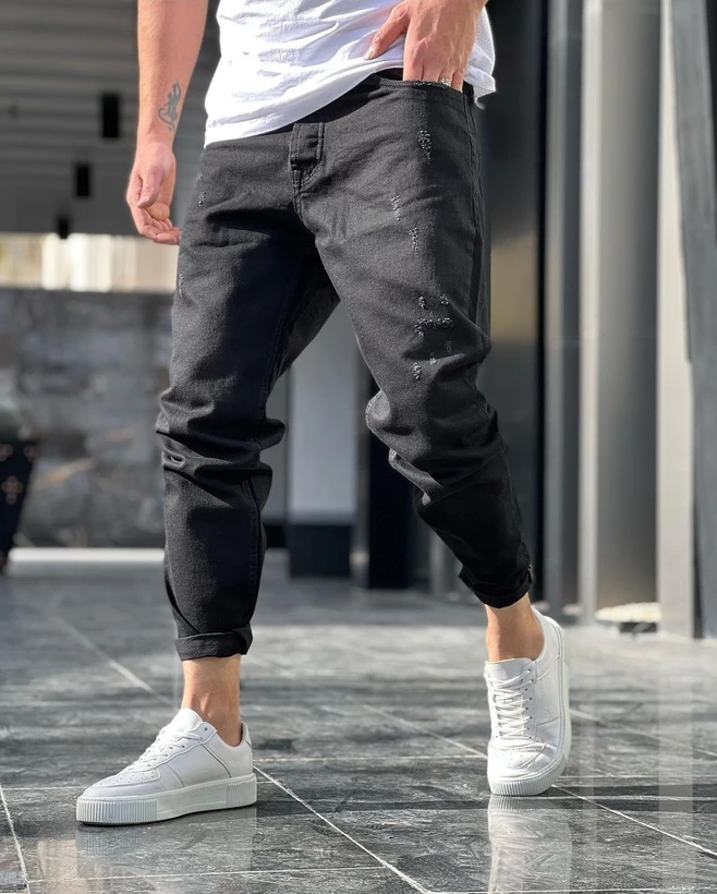 شلوار مام فیت مشکی مردانه