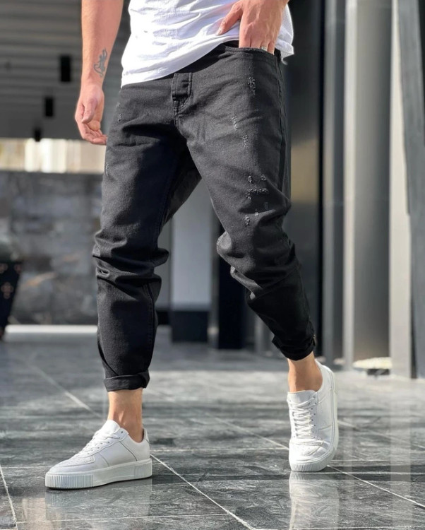 شلوار مام فیت مشکی مردانه