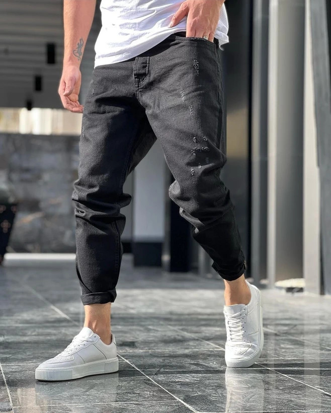 شلوار مام فیت مشکی مردانه