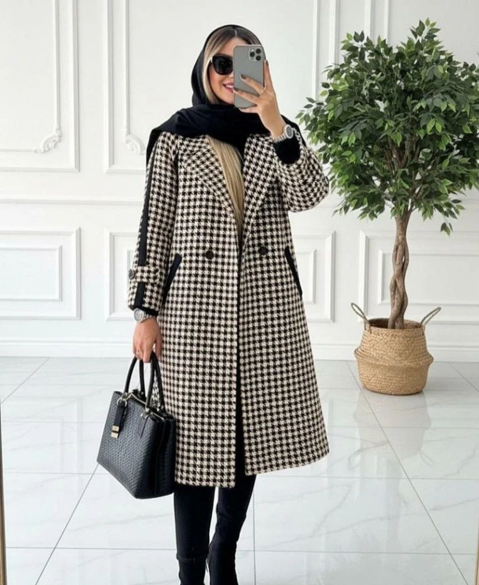 مانتو بلند پیر دوپل مدوسا - پشمی گرم بالا - نرم و لطیف