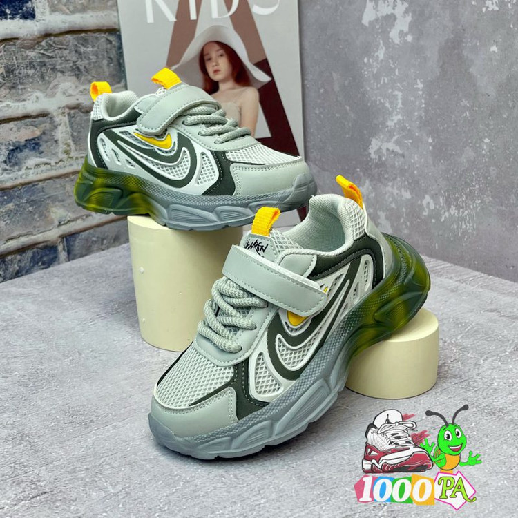 کتونی وارداتی چسبی بندی مارک - بچگانه - رویه تنفسی - کد 61-سبز