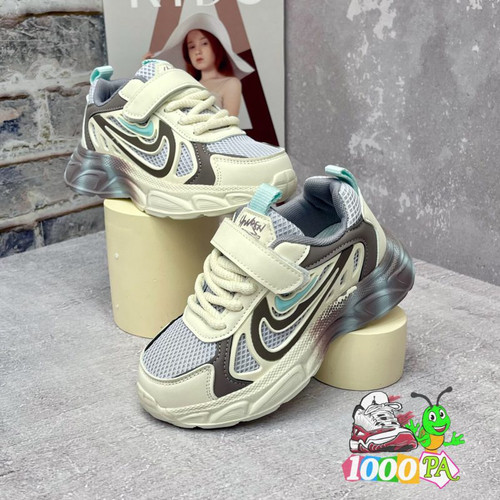 کتونی وارداتی چسبی بندی مارک - بچگانه - رویه تنفسی - کد 61 -طوسی