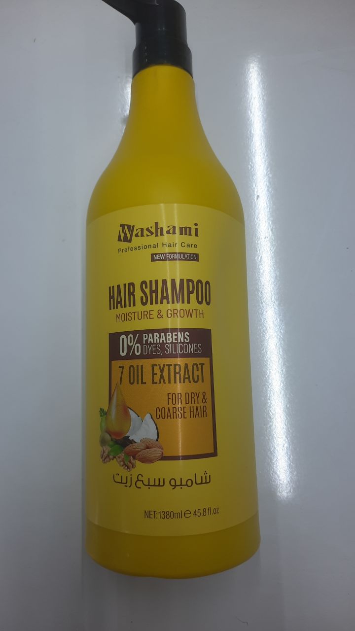 شامپو مو واشامی حاوی 7 روغن گیاهی | آبرسان و تقویت‌کننده موهای خشک و زبر 1380 میل