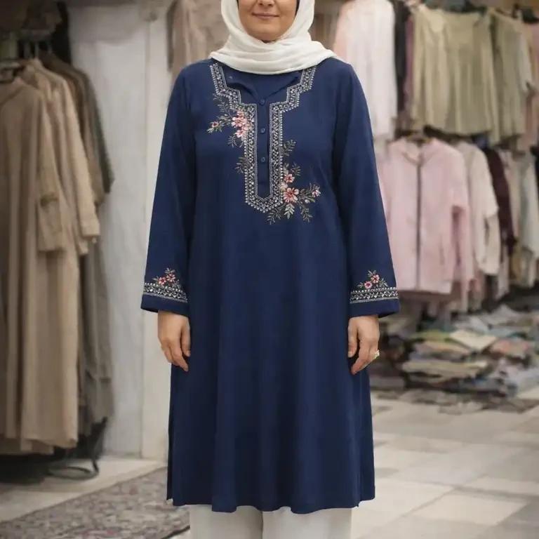 پیراهن بلند گلدوزی