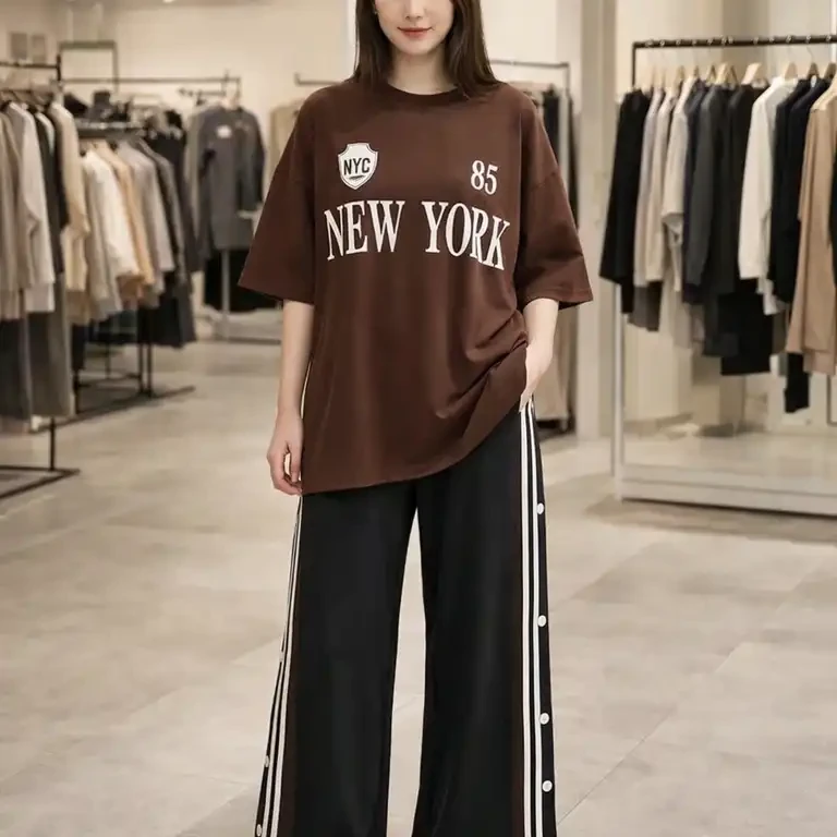 ست تیشرت و شلوار آستین سه ربع نیویورک