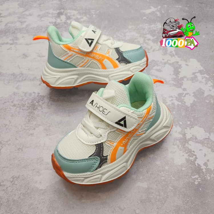 کتونی بچگانه نقلی- کد 207- وارداتی مارک - چسبی بند تزئینی - زیره طبی سایز 22 الی 26- نارنجی