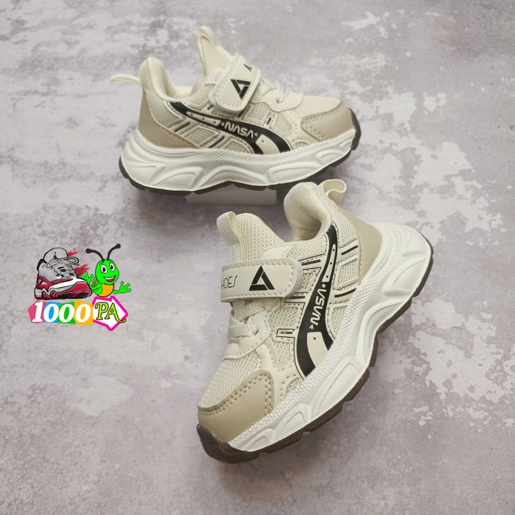 کتونی بچگانه نقلی- کد 207- وارداتی مارک - چسبی بند تزئینی - زیره طبی سایز 22 الی 26 - کرم