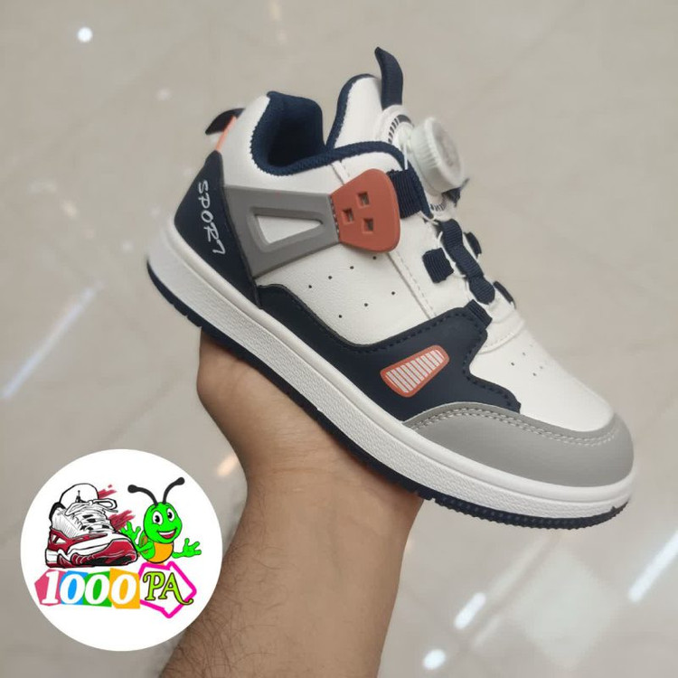 کتونی بچگانه طرح جردن زیپلاین دار سبک ، نرم و راحت - سایز 32 تا 37 - کد 156- سرمه ای