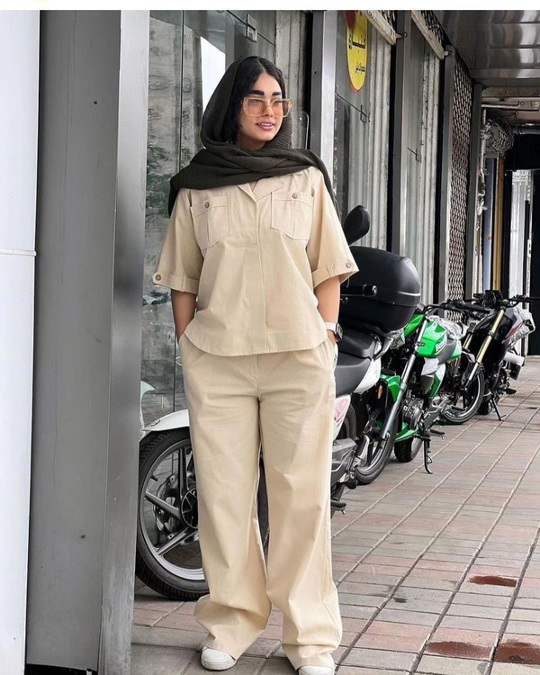 ست اسپرت تونیک و شلوار زنانه کتان پنبه فریسایز (38 تا 46)