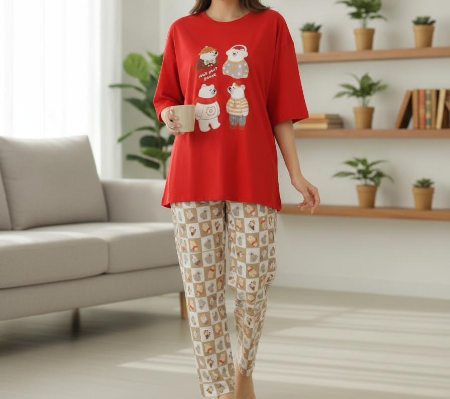 تیشرت شلوار عروسکی ست ؛ جنس نخ پنبه و کرب بوگاتی