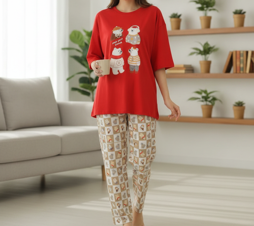 تیشرت شلوار عروسکی ست ؛ جنس نخ پنبه و کرب بوگاتی