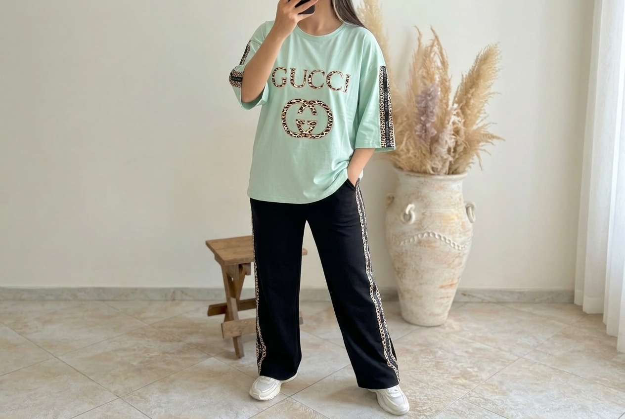 تیشرت و شلوار ست Gucci  نخ پنبه سوپر