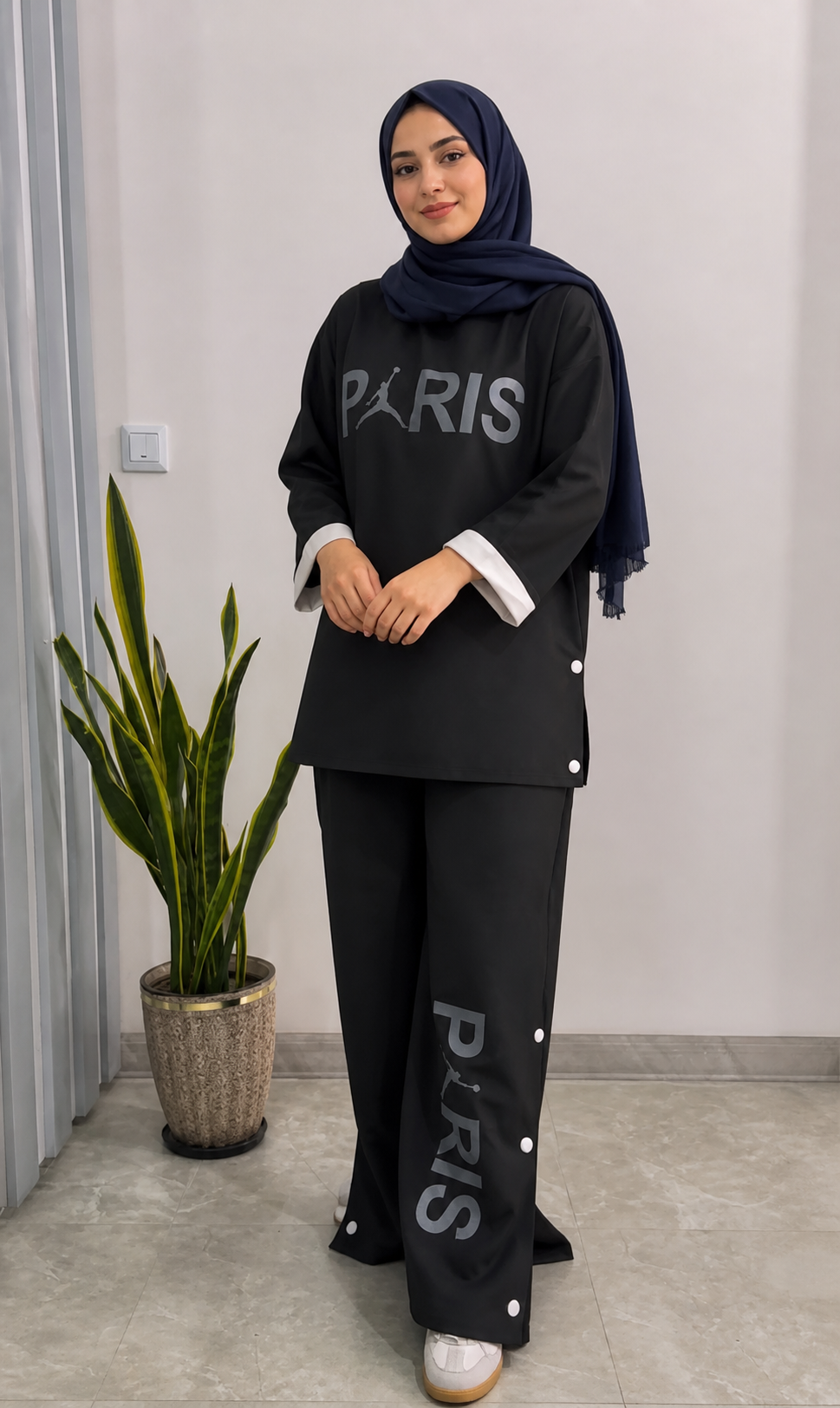تیشرت شلوار  اسپرت زنانه ستParis  جنس گلکسی پنبه اعلا فری سایز 38 تا 48